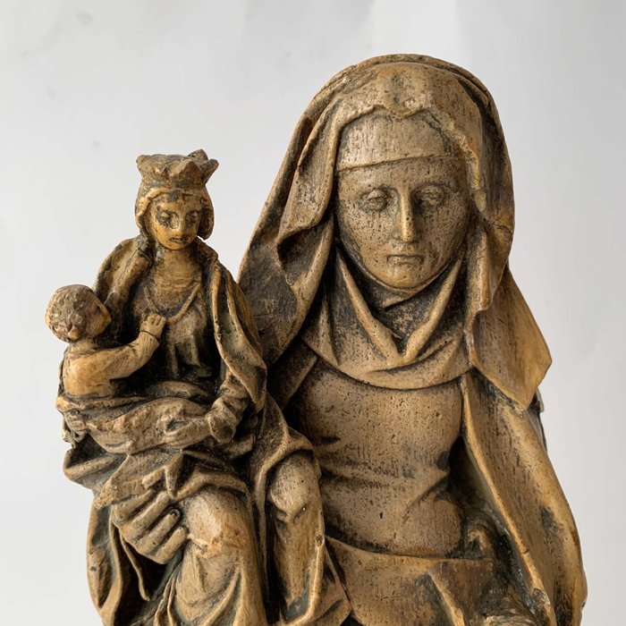 Skulptur, Heilige Anna zu dritt, Mutter Mariens und Großmutter Jesu - Gips