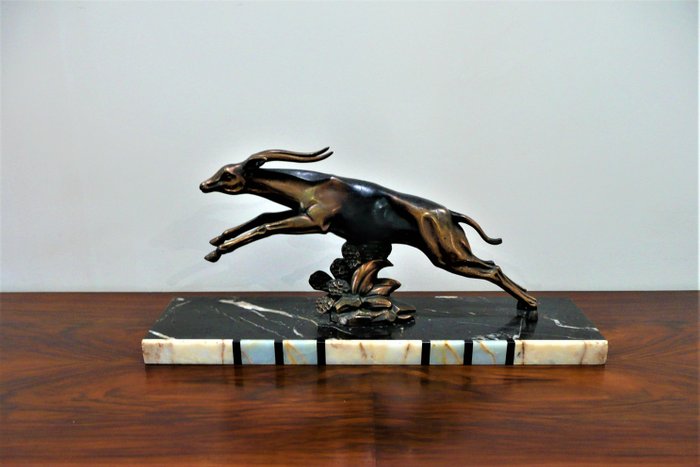 Jacques Limousin - Sculptură Art Deco Figurină Animală Antilopă (1)