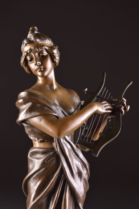 Emmanuel Villanis (1858-1914) - Société des bronzes de Paris - 雕塑, Sapho-72厘米 - 新艺术风格 - Bronze (patinated) - 约1900年