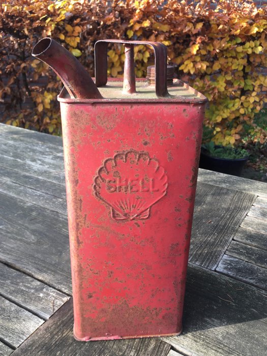 Bidon d'huile ou bidon d'essence SHELL vintage rare et original. - V.B. 1954 - Shell - 1950-1960