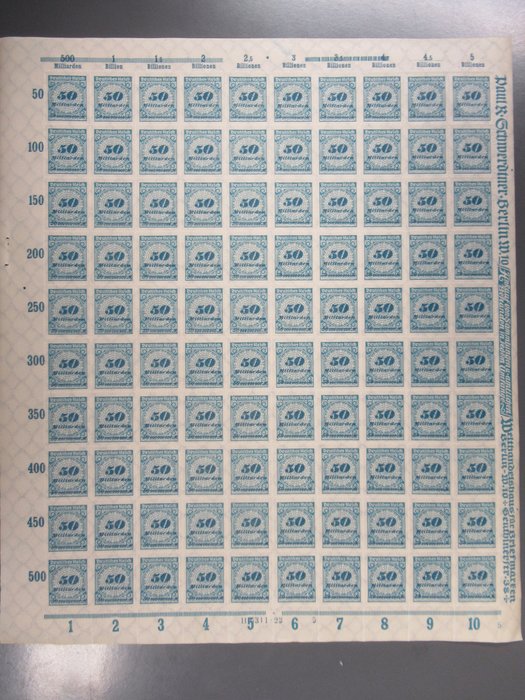 German Empire - 330B sheet, very rare, house order number H 6311.23, plate 5