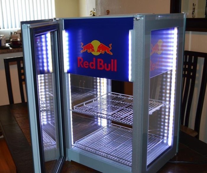 Red Bull fridge - Modern - Iron (cast/wrought), Plastic, Stained glass