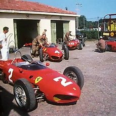 Ferrari 156 Dino F1 (Shark Nose) Paddock Italian Grand Prix 1962 Monza – Rare Raceprint/Limited 28/50 Pcs – Ferrari