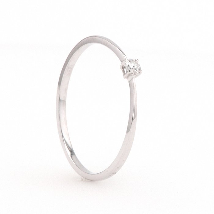Preview of the first image of No Reserve Price - 18 kt. White gold - Ring - 0.05 ct Diamond.