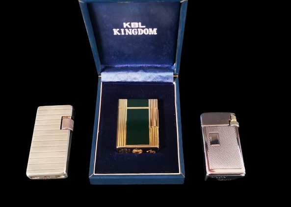 Silver Flaminaire lighter, KBL Kingdom lighter i kinesisk lack, krom MYON Record lighter - 3