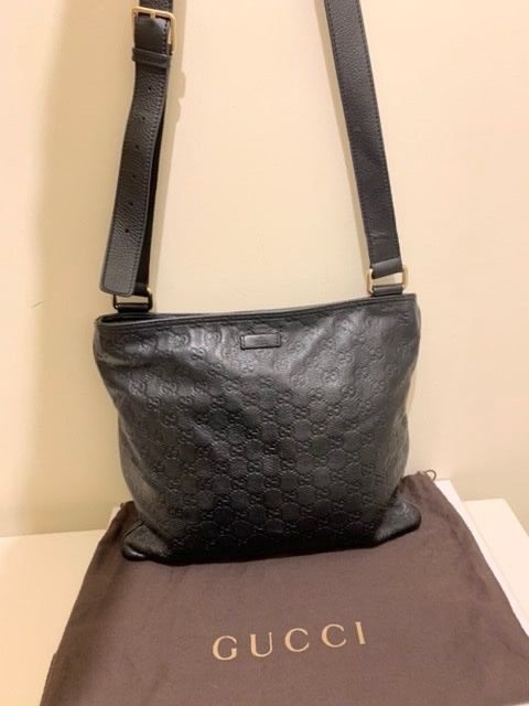 Gucci - GG Monogram Black Leather - Messenger bag - Catawiki