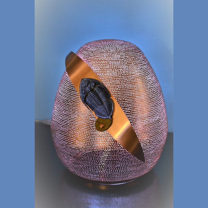 Beeindruckender, perfekt versteinerter Trilobit als Design-Objekt / Lampe - Tierfossil - Odontochile sp. - 33 cm - 32 cm