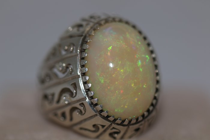 925 Silver - Ring - 16.00 ct Opal - Diamonds for sale  London