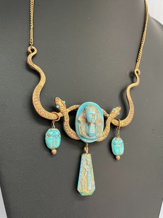 Max Neiger Brothers Rare serpent snake Egyptian revival Vergoldet - Halskette mit Anhänger