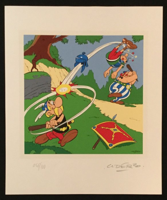 Asterix - Le vitrail St-Yorre 1962 - Serigraphie Christian Desbois - Tirage à 100 ex N°/ Signé par Uderzo (2000)