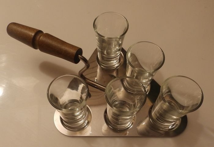 Freimaurerkelle mit Brille (1) - Moderne - Glas, Holz, Stahl