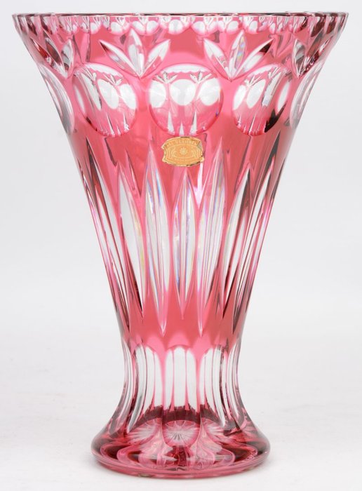 Val St.Lambert met merkteken - Bordeaux fehér áttetsző váza (1) - Üveg