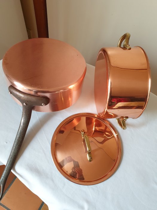 Tournus Nordic Line - Large copper / stainless steel pan and saucepan (2) - Copper, Steel (stainless)
