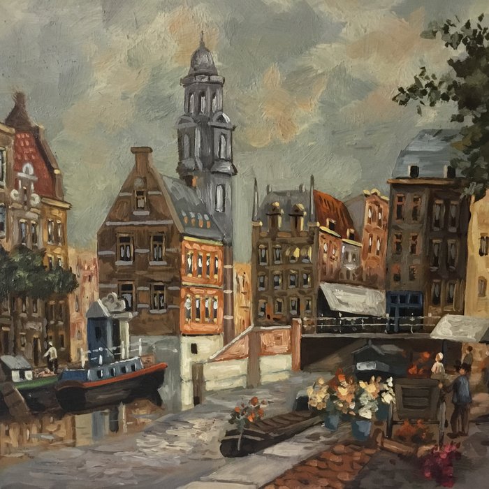 Pierre Guillaume (1954-heden) pseudoniem van Peter Willemse – Stadsgezicht Amsterdam – Singel – Munttoren – Bloemenmarkt