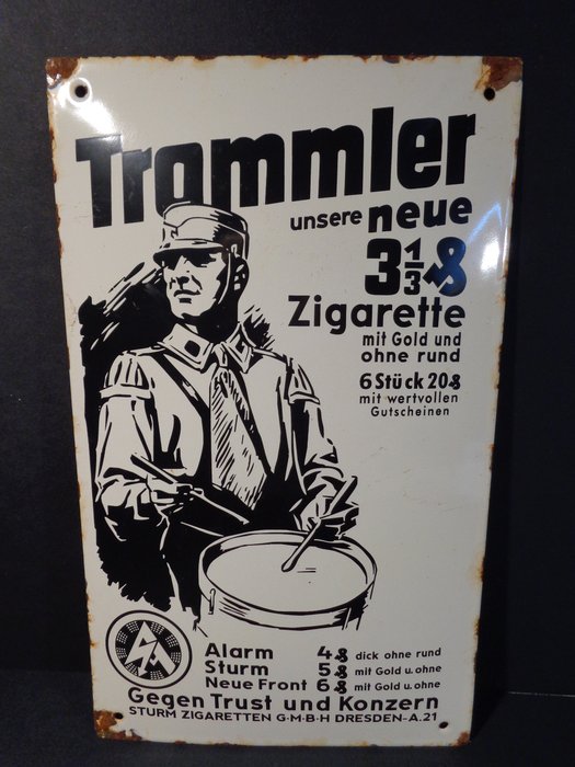 Trommler Cigarettes Dresden - émail / métal