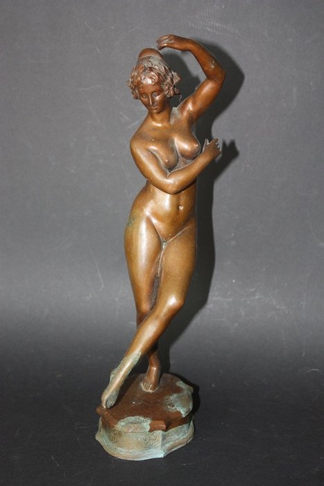 Frederik Engel (Fré) Jeltsema (1879-1971) – Beeld, bronzen naakt – Brons – gedateerd 1912