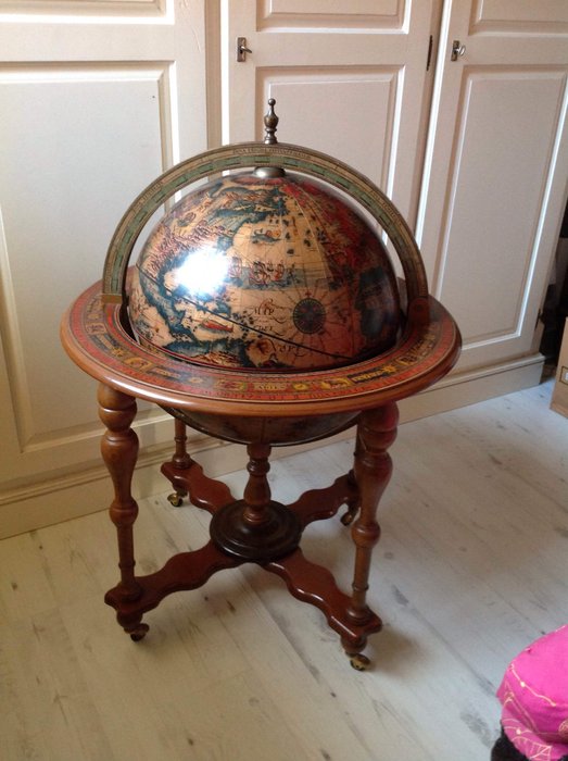 Large Globe Bar Wooden, Large Antique Wooden Globe
