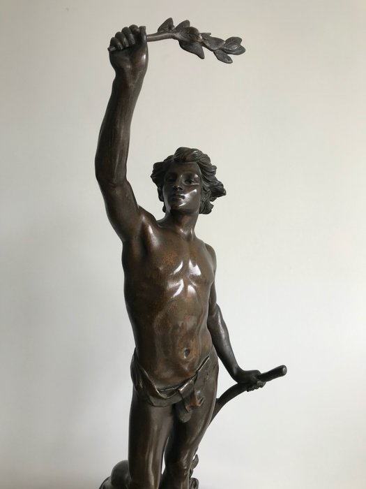 Edouard Drouot (1859-1945) - Duża rzeźba "Pax Labor" - 57 cm (1) - Brąz (patynowany) - Late 19th century