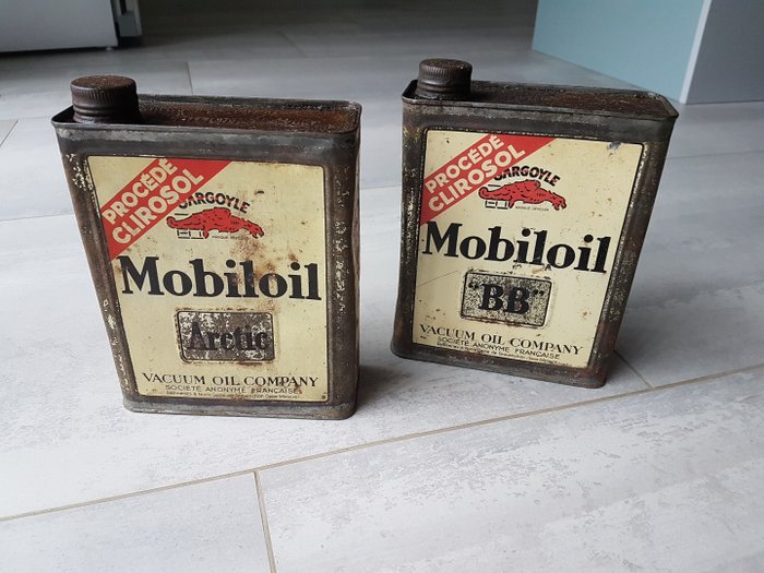 Bidon d'huile - MOBILOIL GARGOYLE "BB" et "ARTIC" - mobiloil - 1940-1950