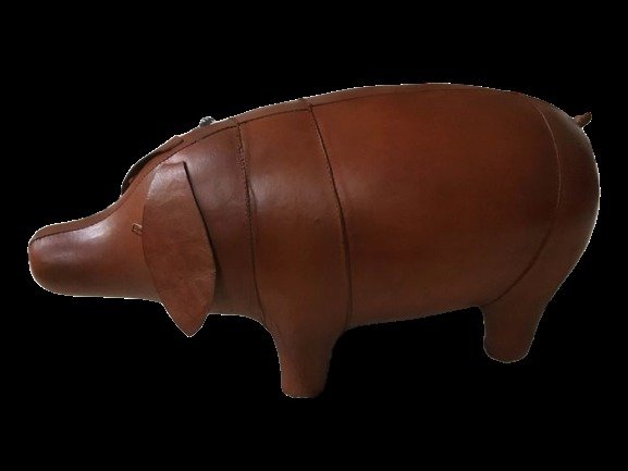 Omersa-style - Leather pig footstool 