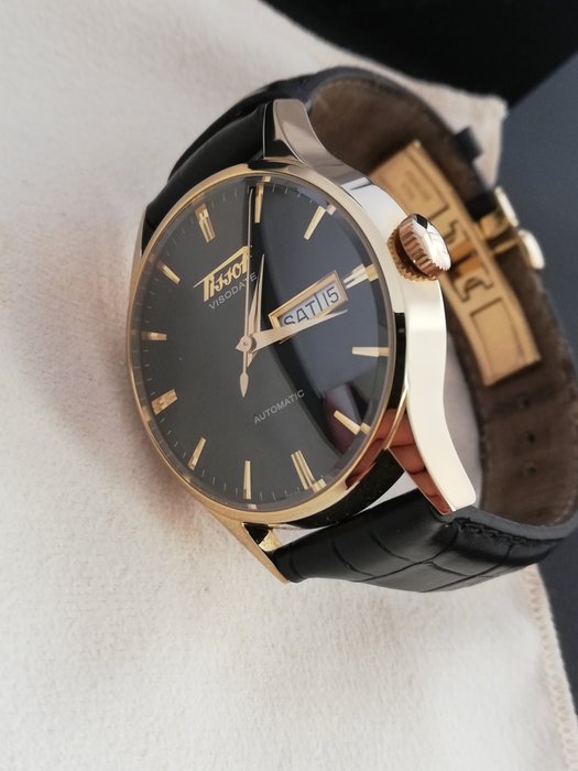 Tissot - Visodate Automatic Yellow Gold pvd, black dial watch - T019430B - Heren - 2011-heden