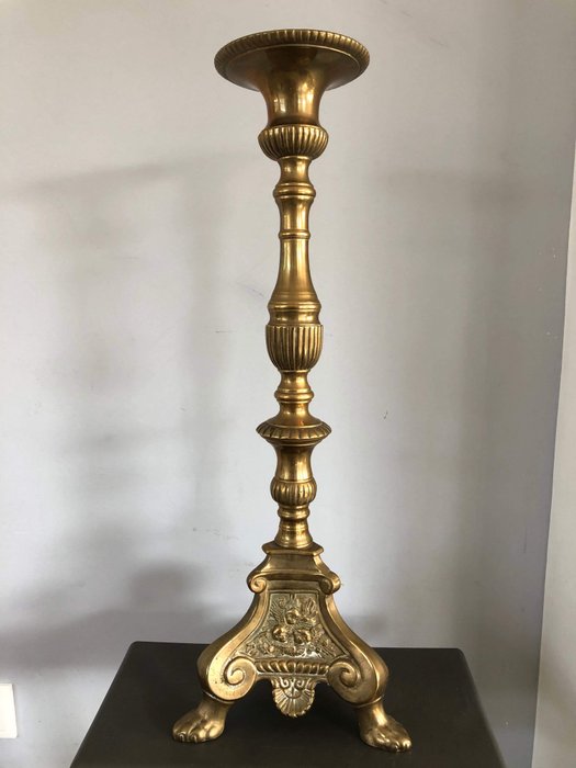 Large antique church candlestick - Copper