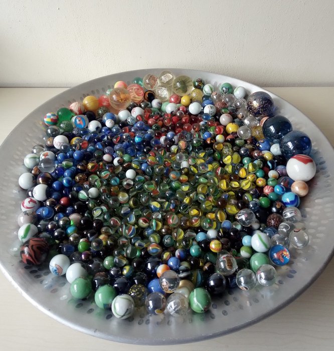 Large amount of marbles around 13 kg - Glass, Stone (mineral stone), Rubber
