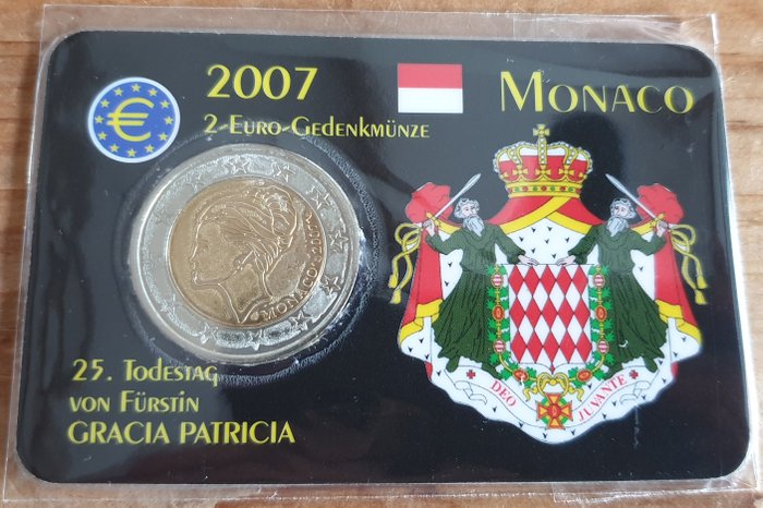 摩纳哥 - 2 Euro 2007 Grace Kelly Probe in coincard (Pattern)