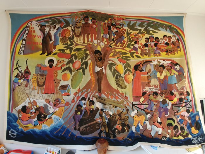 Tapeçaria, Jacques-Richard Chery (haitiano, 1928–), A Árvore da Vida, 1982 268x180cm (1) - Algodão, Desconhecido