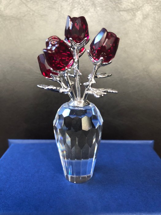 Swarovski - 花瓶與紅玫瑰 - 水晶