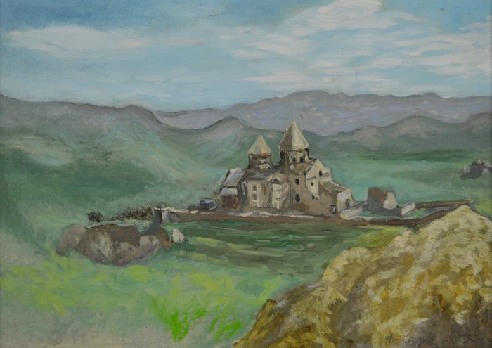 Princess Helena Moutafian (1930-) - A castle in a landscape