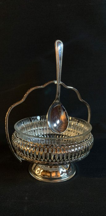 ‘ Mayell’ - Made in England - Sugar bowl, 套裝 - 中世紀現代 - 玻璃, 銀色