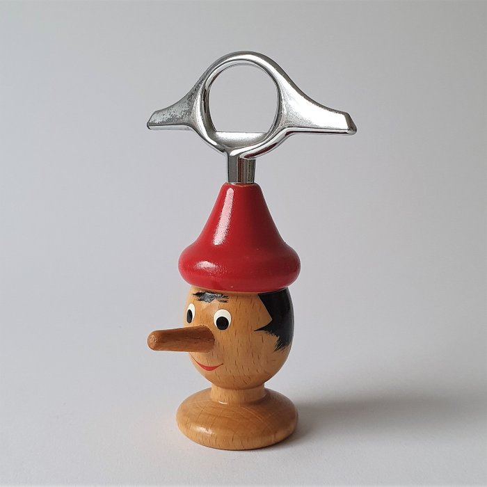 Dobbel Pinocchio flaskeåpner / korketrekker - Sjelden - Aluminium, Tre