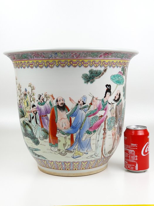 Details about   5.8" Collect Chinese Famille-rose Porcelain Eight Immortals God Square Flowerpot 