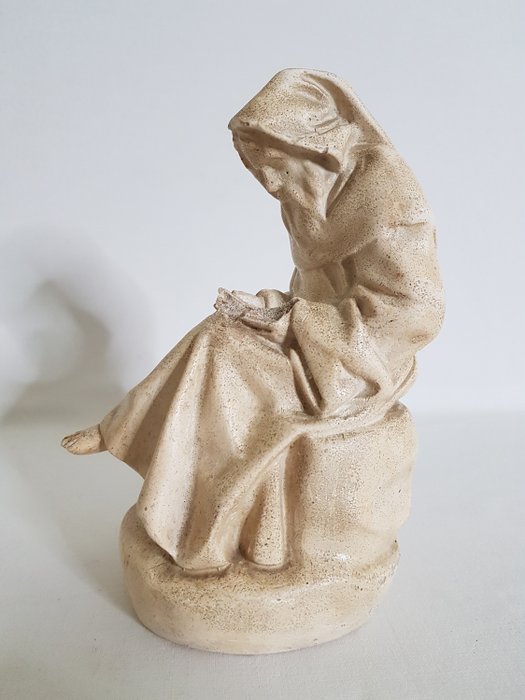 Michel Pascal (1810-1882) - Ancient statuette, the posture of the reading monk - Painted and patinated plaster - Second half 19th century
