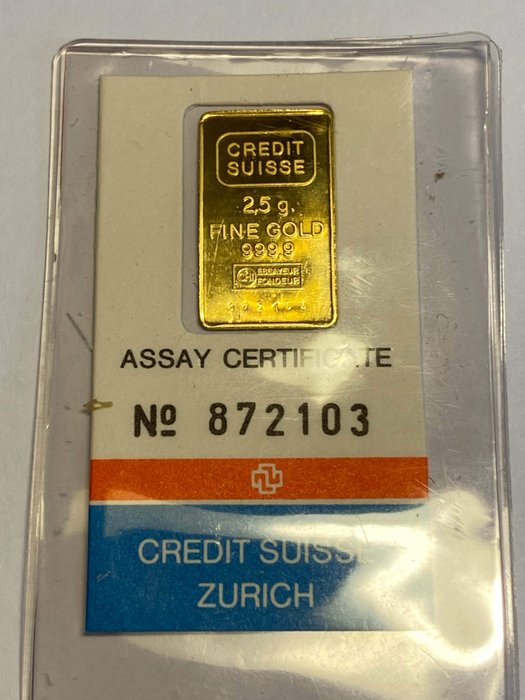 2.5 gram - Gull .999 (24 kt.) - ASSAY CERTIFICATE - Segl+Sertifikat
