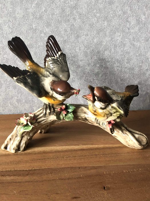 Capodimonte - 树枝上的鸟 - 陶瓷