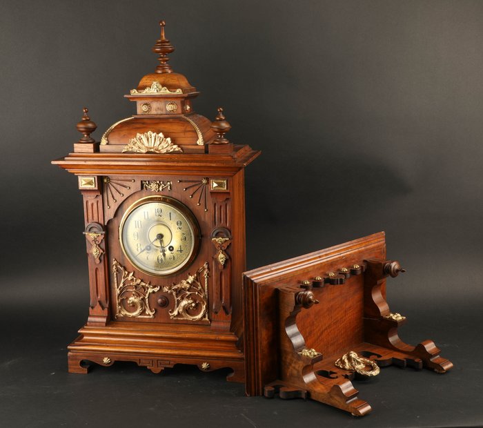 Grote Lenzkirch Uhr met houten console (90H) – Lenzkirch A.G.U. – Brons, Hout – 19e eeuw