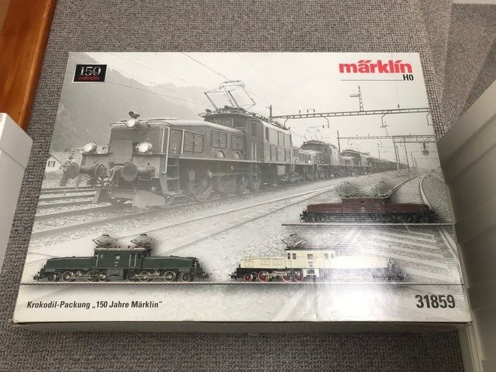 Märklin H0 - 31859 - Locomotiva elétrica - Conjunto de três partes de crocodilo, "150 anos de Märklin" - SBB-CFF