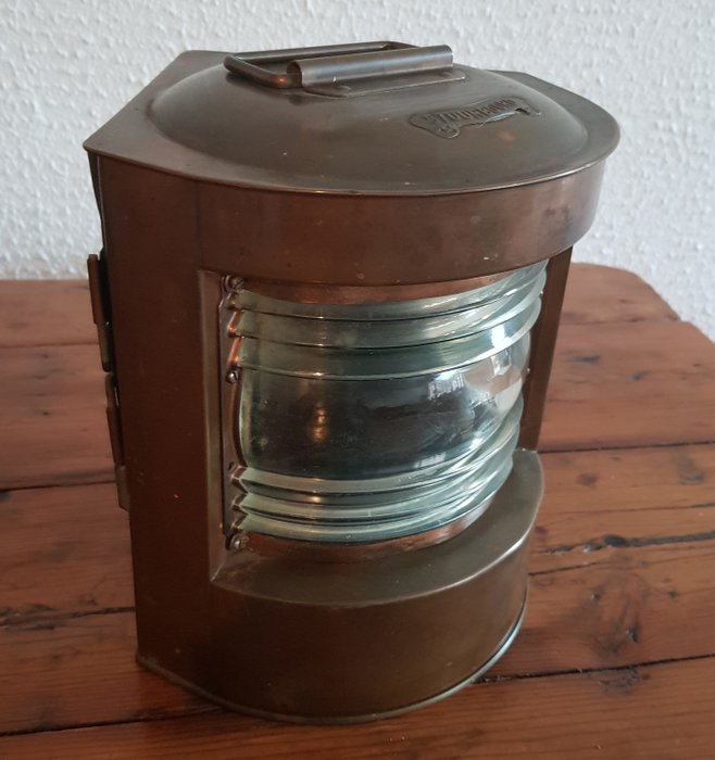 2x oude Scheepslamp / Toplicht – Koper – Eerste helft 20e eeuw