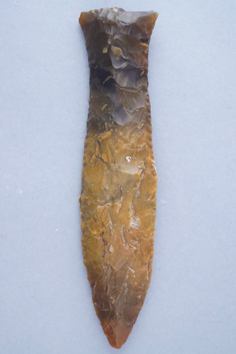 Forhistorisk, neolitisk Flint Dansk flintdolk (fiskehaledolk) - 3×3×13 cm - (1)