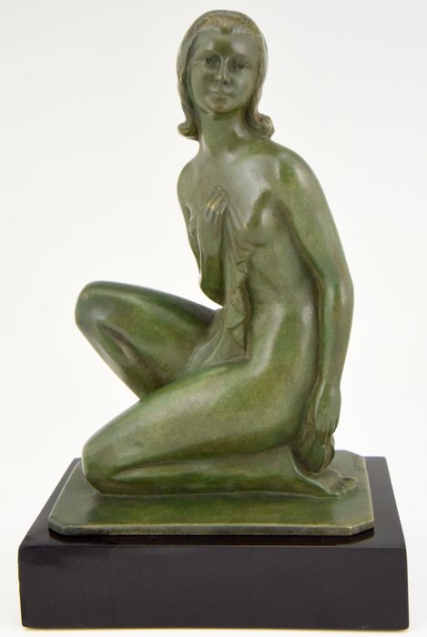 Zoltan Kovats - Art Deco sculptură din bronz stând nud