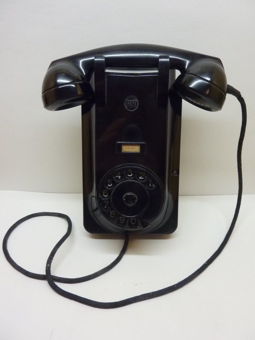 PTT Standard type 1954 - Sort arbejdende hængende telefon, 1950'erne - Bakelit
