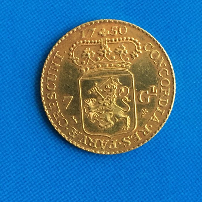 Nederland – Holland – Halve Gouden Rijder of 7 Gulden 1750 Naslag- Goud