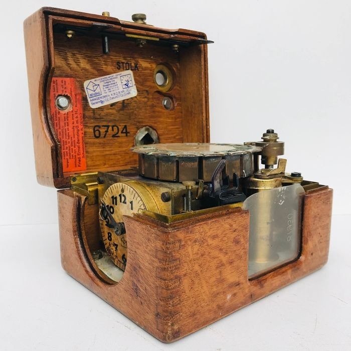 Benzing Original Breveté - Old Constateur / pigeon clock Ca. 1920 - Brass, Wood