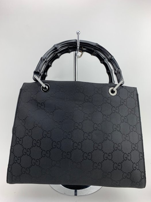 Gucci - Classic Bamboo Handle Black GG tote bag - Catawiki