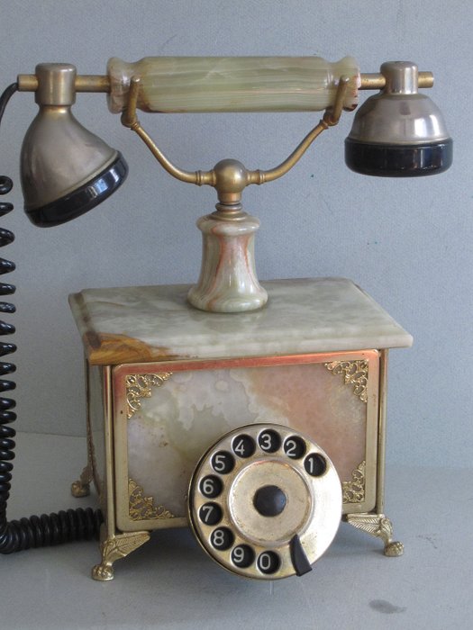 Fatap Italia SAS - Vintage guldbelagt onyx showtelefon - onyx, bakelit, 24K forgyldt metal