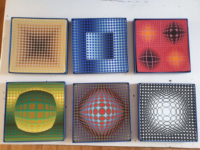 Victor Vasarely - 一套, 盤, 酒杯組, 餐盤組 (12) - 瓷器, 陶瓷
