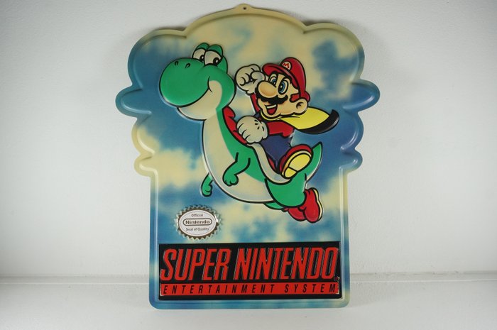 Nintendo, Vintage Super Nintendo M80Y Mario Yoshi Store Display Promotional Sign - Material promocional