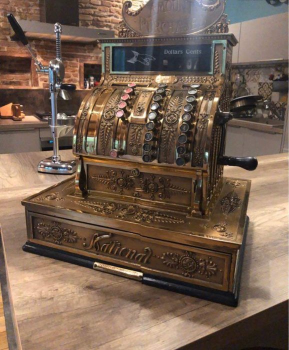 Cash register - Brass, Bronze, Wood - Early 19th century